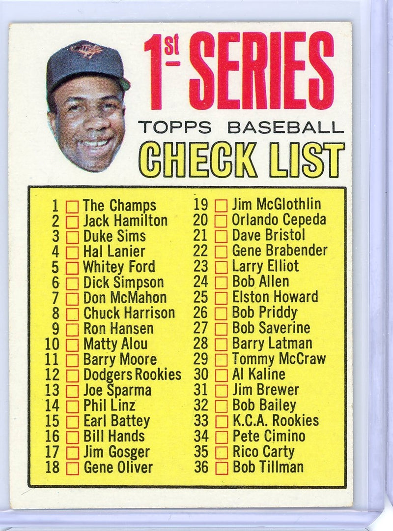 Frank Robinson 1967 Topps Checklist 1st Series 