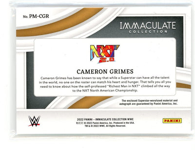 Cameron Grimes 2022 Panini Immaculate WWE Superstar-worn patch autograph #'d 84/99