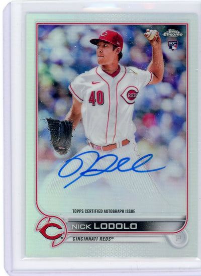 Nick Lodolo 2022 Topps Chrome refractor autograph rookie card #'d 258/499