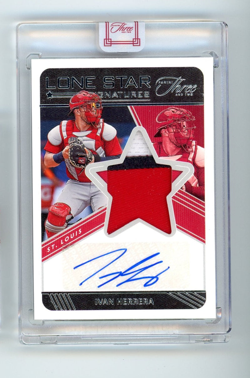 Ivan Herrera 2022 Panini Three & Two Lone Star Signatures 3-color relic 