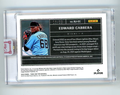 Edward Cabrera 2022 Panini Three & Two 4-color patch rookie card #'d 13/35