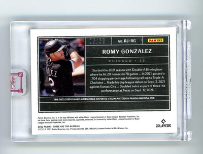 Romy Gonzalez 2022 Panini Three & Two 3-color relic rookie card #'d 05/35