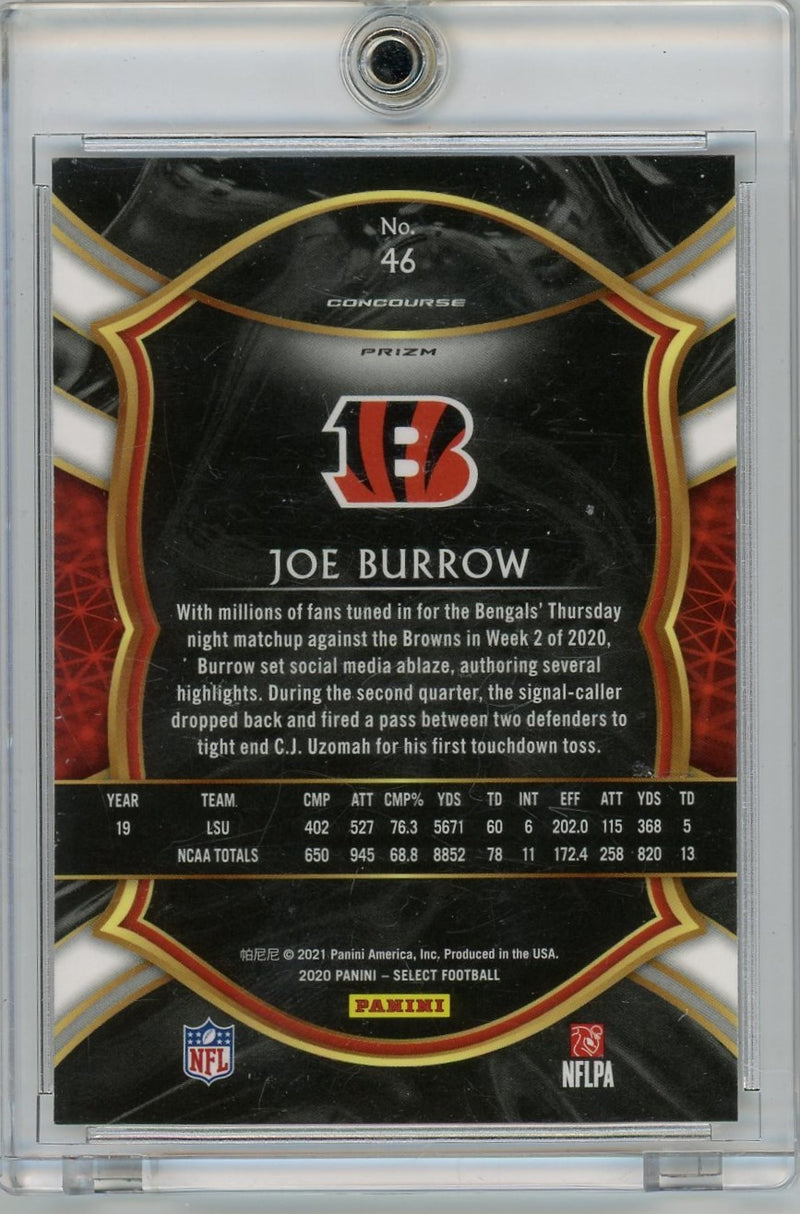 Joe Burrow 2020 Panini Select Silver Prizm Concourse 