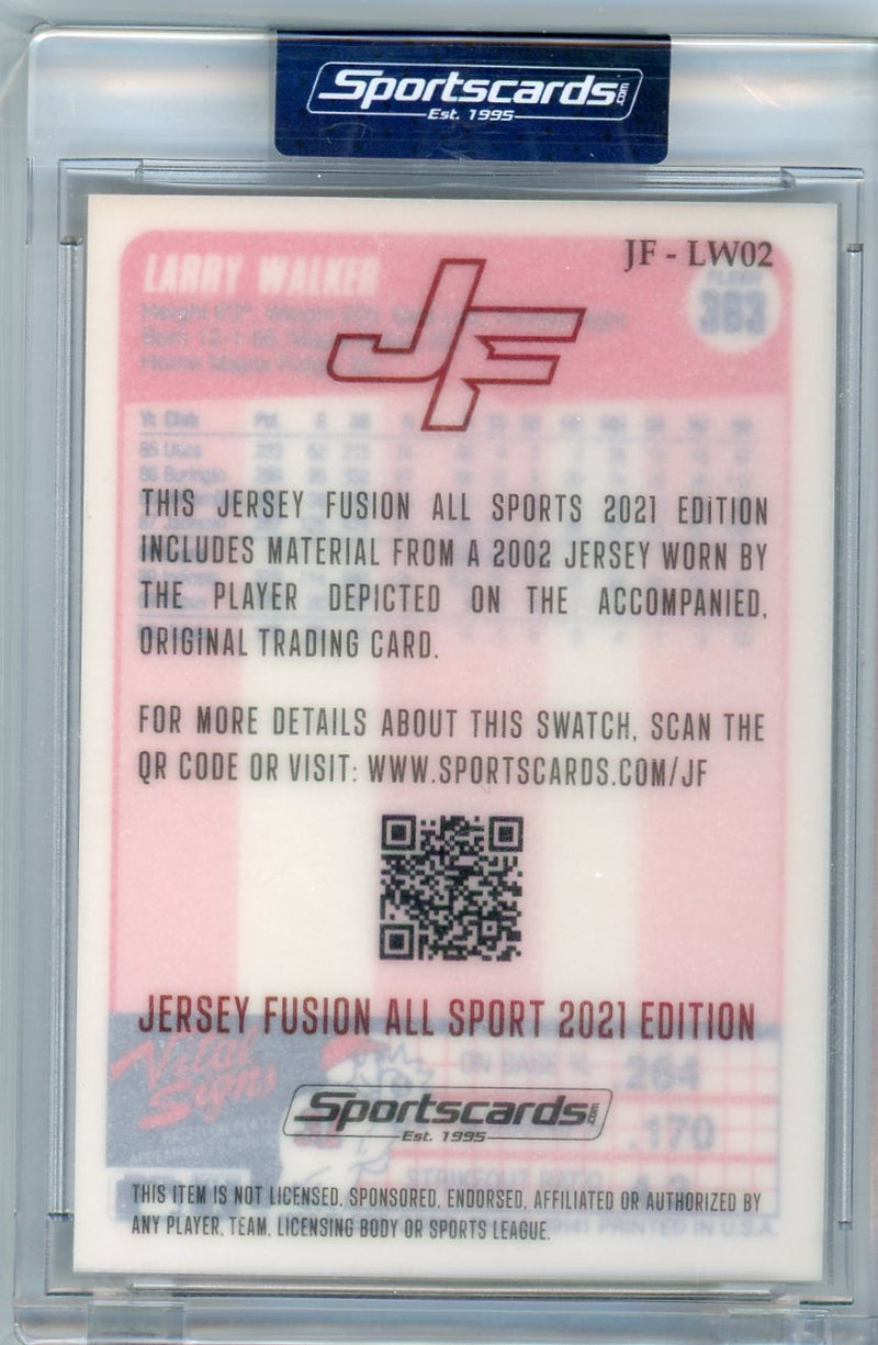 Larry Walker 2021 Jersey Fusion relic 1990 Fleer #'d 1/1 – Piece