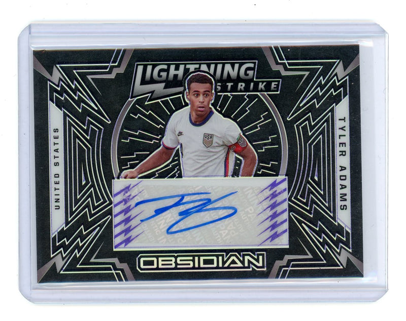 Tyler Adams 2021 Panini Obsidian Lightning Strike Etch Purple Auto 