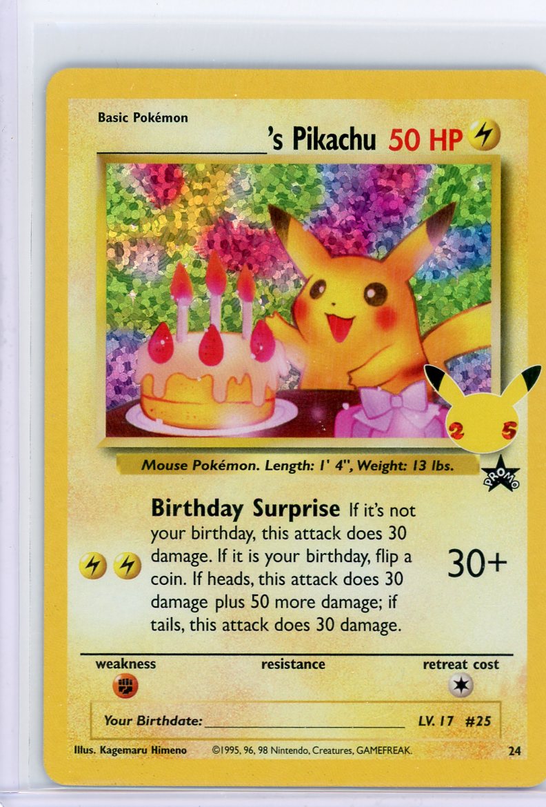 Birthday Pikachu Black Star Promo Pokémon Celebrations rare holo 