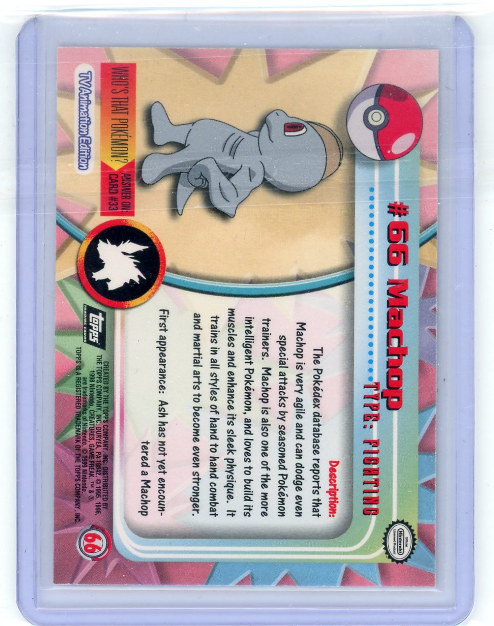 Machop 1999 Topps Pokmon etched foil #66 Piece Of The Game Machop 1999 Topps Pokmon etched foil #66 Piece Of The Game