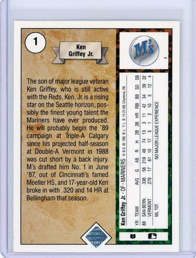 Ken Griffey Jr. 1989 Upper Deck Rookie Card #1