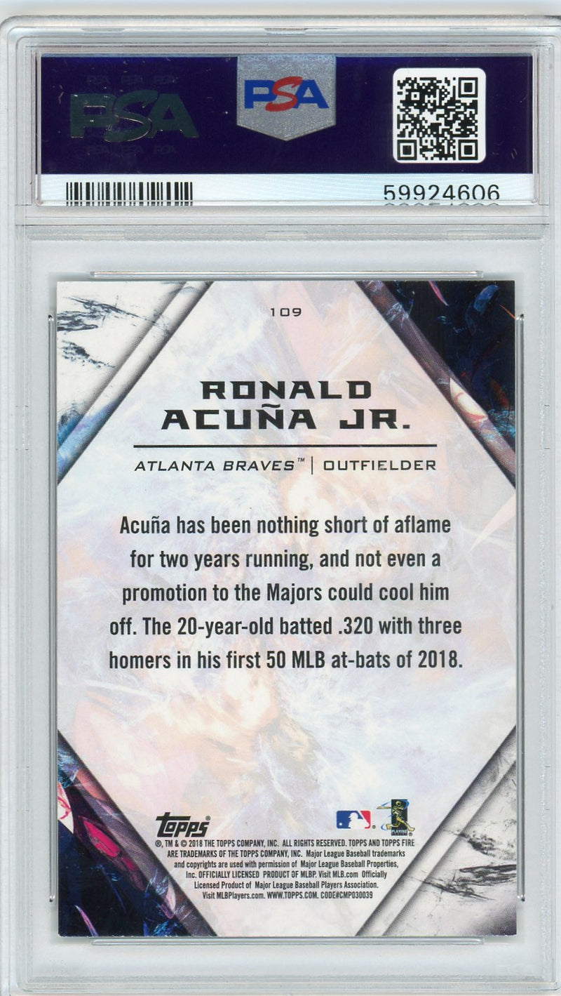 Ronald Acuna Jr. 2018 Topps Fire Red Flame Foil PSA 9 rookie card
