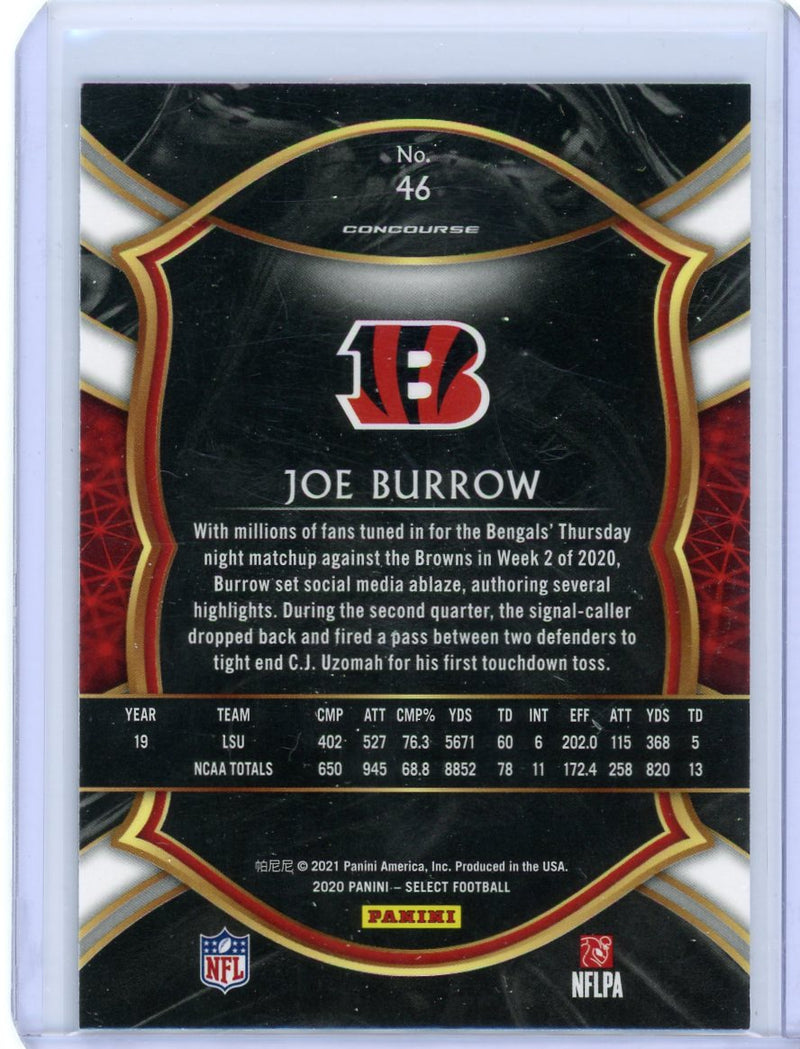 Joe Burrow 2021 Panini Select Concourse rookie card