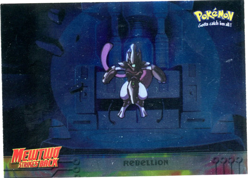 Mewtwo Strikes Back "Rebellion" 1998 Topps Pokémon Movie Animation Edition blue logo foil 