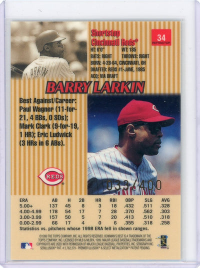 Barry Larkin 1999 Topps Bowman's Best refractor #'d 033/400