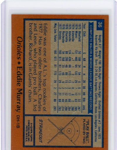Eddie Murray 1978 Topps #36 All-Star Rookie Cup