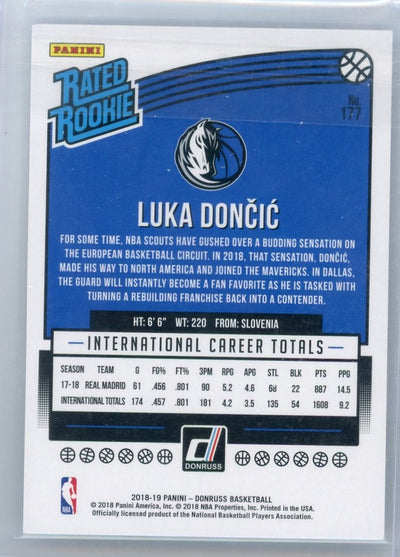 Luka Doncic 2018-19 Donruss Rookie Rated