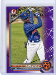 Simon Juan 2022 Bowman Draft purple paper #'d 099/250