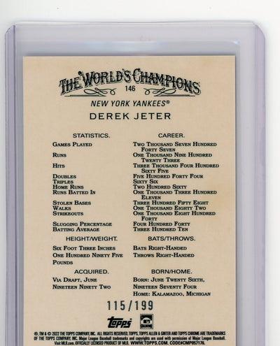 Derek Jeter 2022 Topps Chrome Allen & Ginter Magenta Refractor #'d 115/199