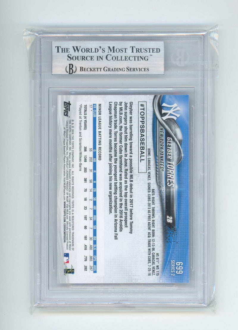 2018 Topps Base Set Photo Variations Gleyber Torres BGS 9