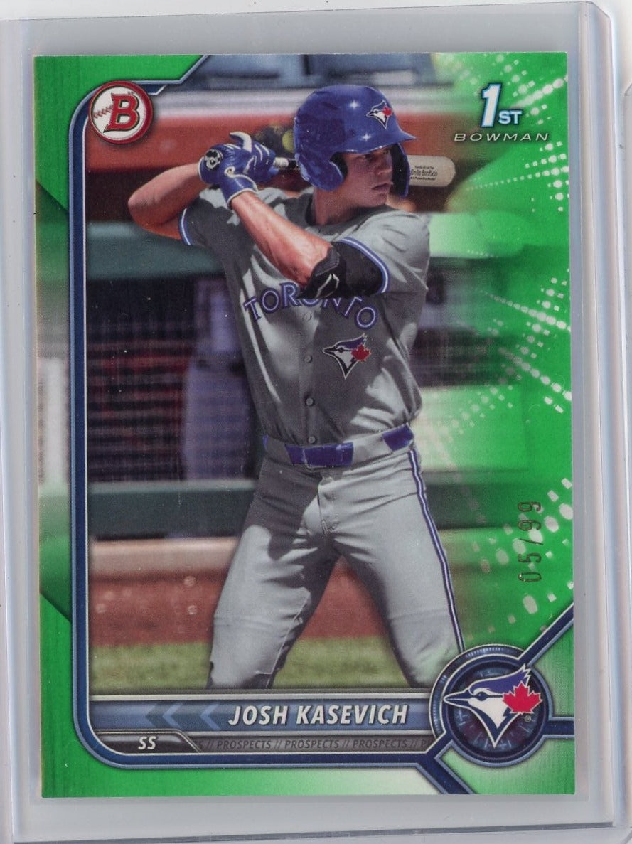 Josh Kasevich 2022 1st Bowman Draft green paper #'d 05/99