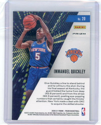 Immanuel Quickley 2020-21 Panini Prizm Instant Impact Green Prizm rookie card