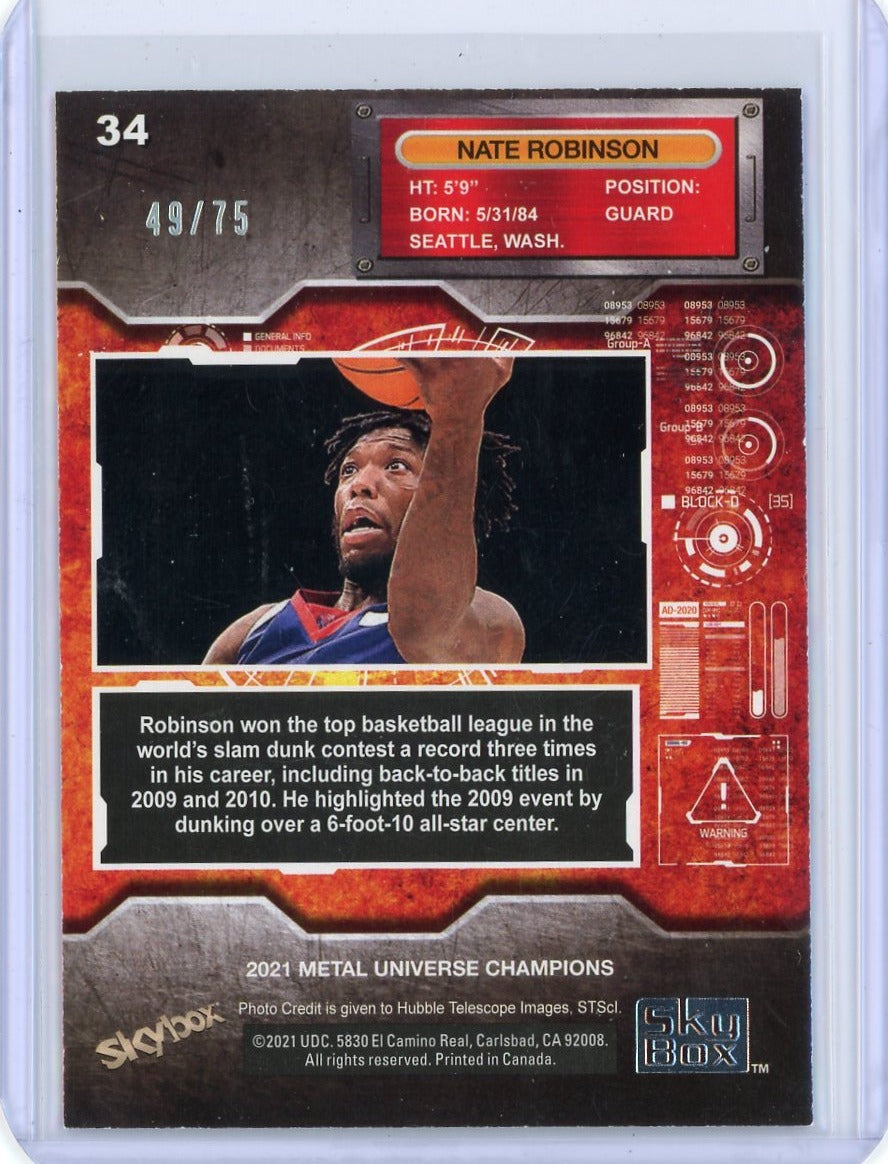 Nate Robinson 2021 Upper Deck SkyBx Metal PMG Purple #'d 49/75