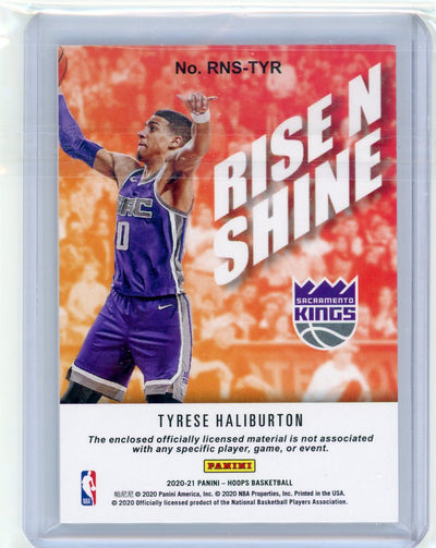 Tyrese Haliburton 2020-21 Panini NBA Hoops Rise n Shine jersey/relic rookie card