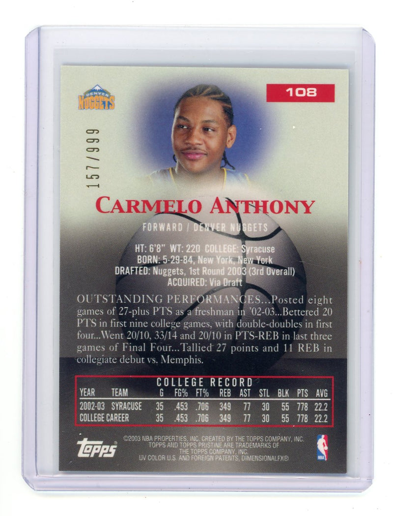 Carmelo Anthony 2003 Topps Pristine 