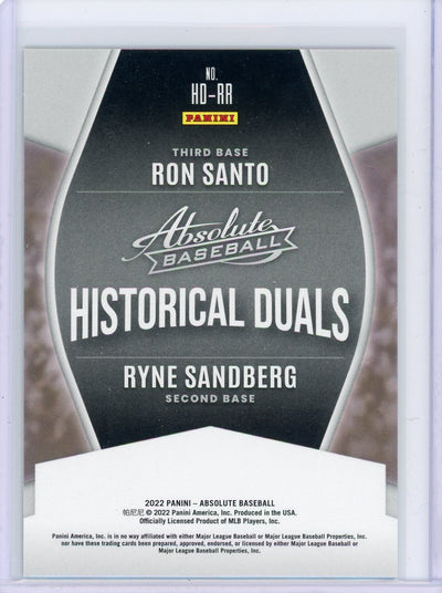 Ron Santo/Ryne Sandberg 2022 Panini Absolute Historical Duals Gold #'d 19/25