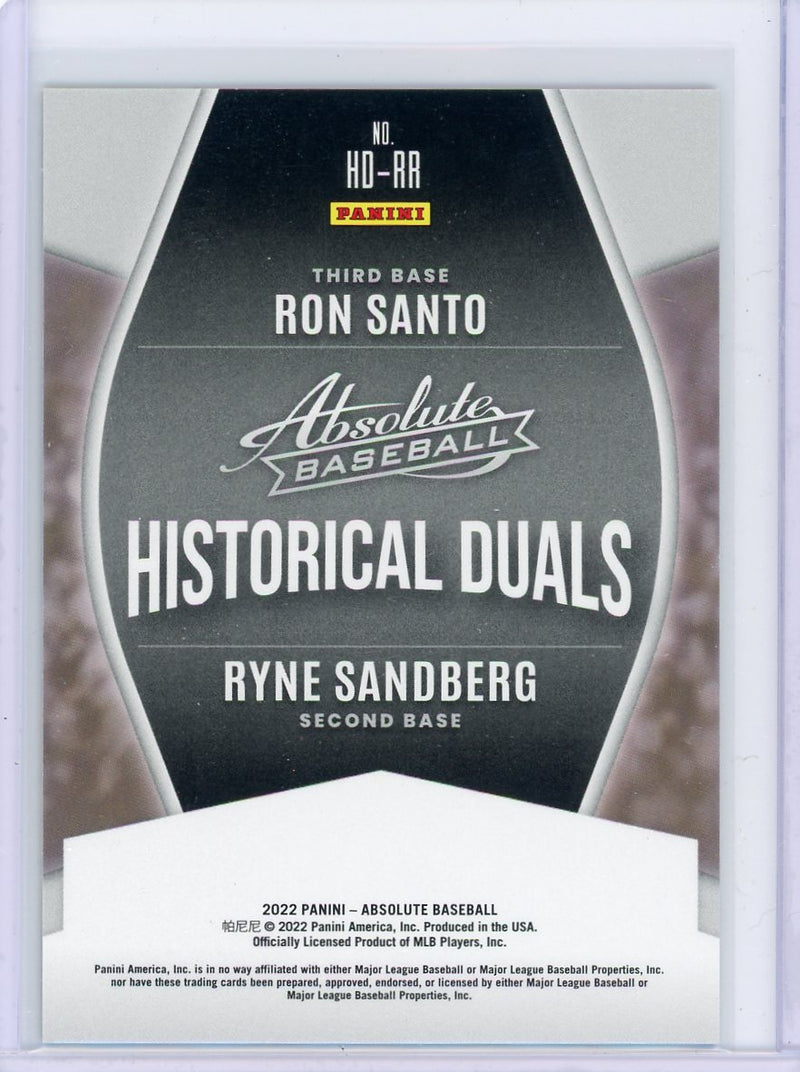 Ron Santo/Ryne Sandberg 2022 Panini Absolute Historical Duals Gold 
