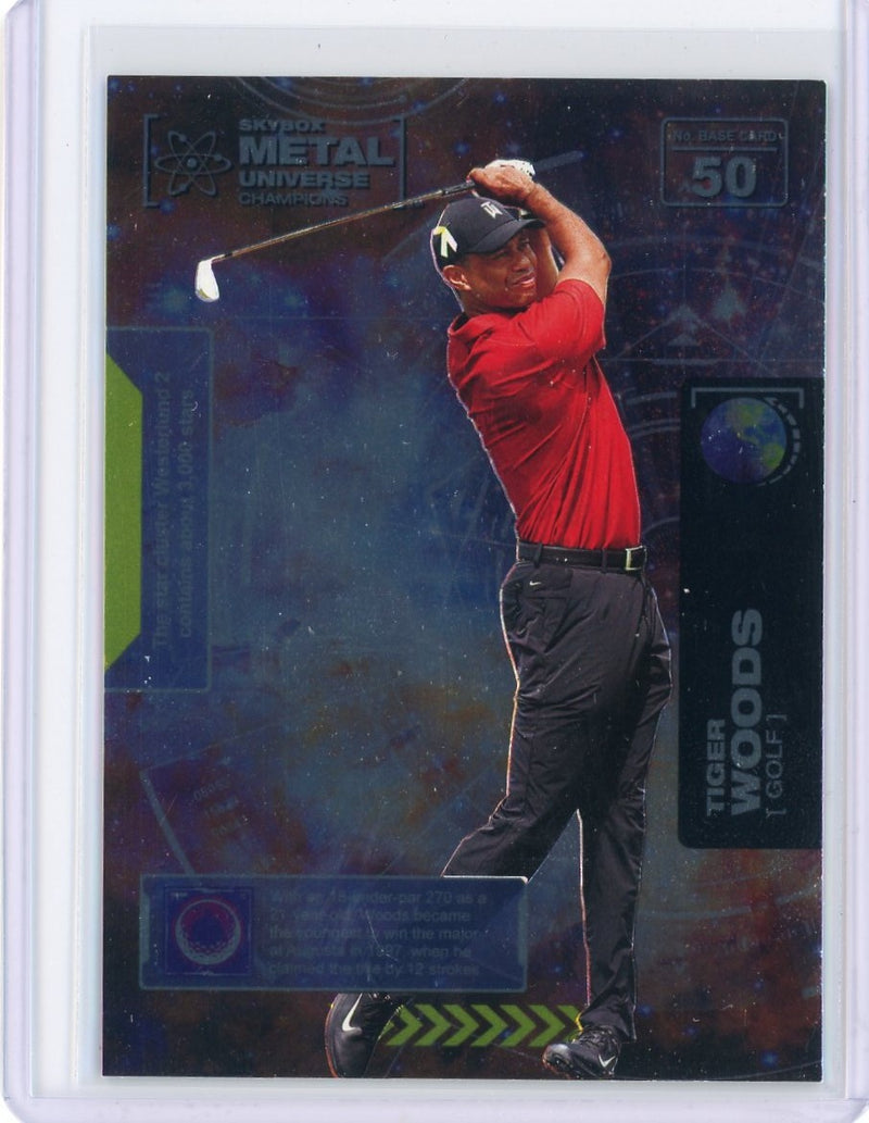 Tiger Woods 2021 Upper Deck SkyBx Metal Universe Champions holo 