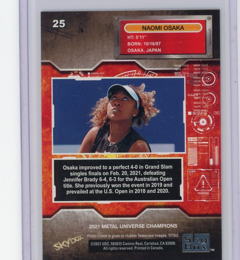 Naomi Osaka 2021 Upper Deck SkyBx Metal Universe Champions 