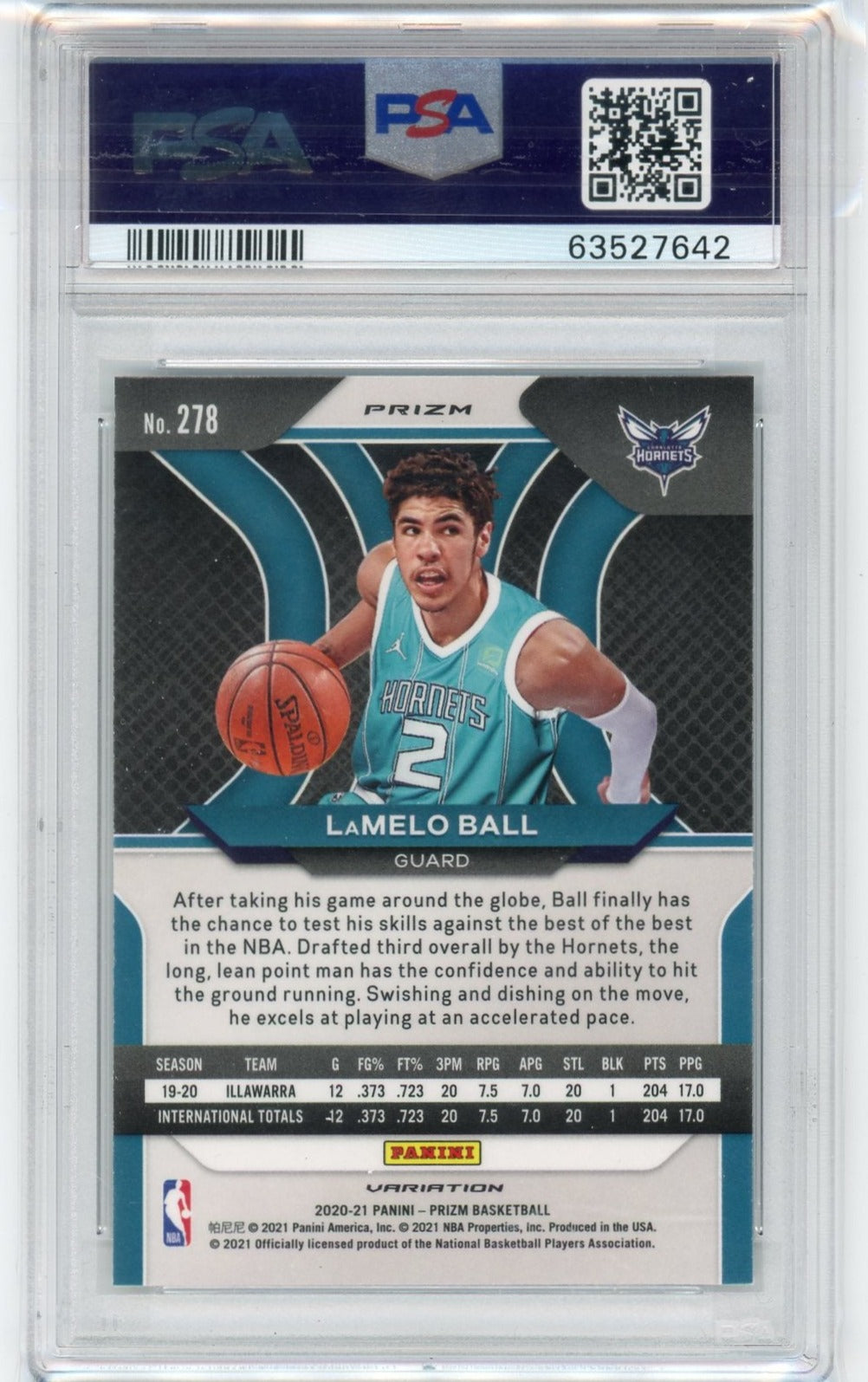 LaMelo Ball 2020 Panini Prizm Fast Break Variation RC PSA 9 #278