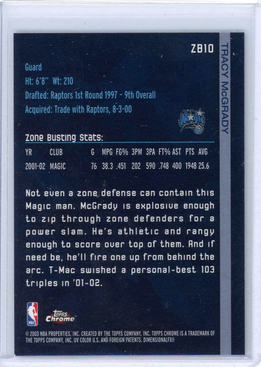 Tracy McGrady 2003 Topps Chrome "Zone Busters" #ZB10