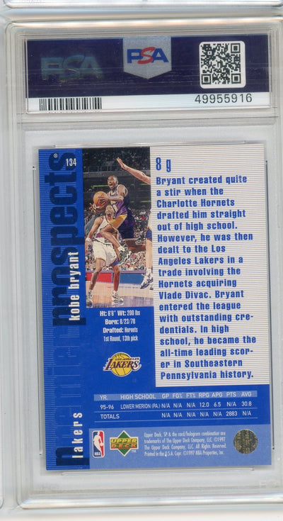 Kobe Bryant 1996 Upper Deck SP Rookie #134 PSA 8