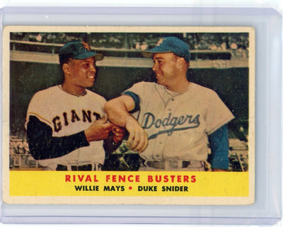 Rival Fence Busters Willie Mays/Duke Snider 1958 Topps #436