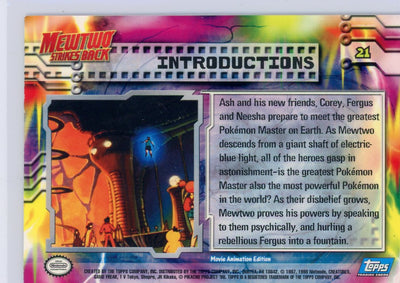 Mewtwo Strikes Back "Introductions" 1998 Topps Pokémon TV Animation Edition blue logo foil #21