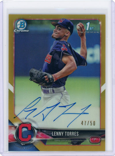 Lenny Torres 2018 1st Bowman Chrome autograph gold refractor #'d 47/50