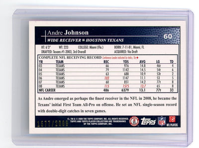 Andre Johnson 2009 Topps 54 Years of Collecting gold #'d 1577/2009