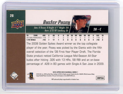 Buster Posey 2010 Upper Deck Series 1 rookie card #28