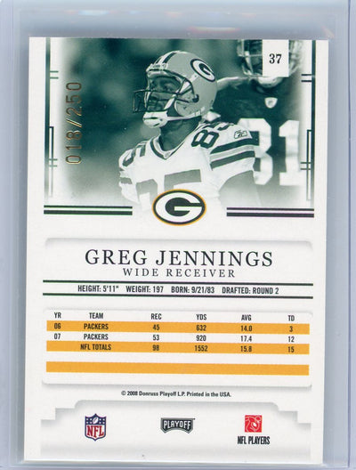 Greg Jennings 2008 Donruss Playoff Prestige #'d 018/250