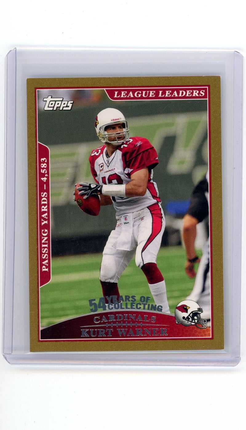 Kurt Warner 2009 Topps League Leaders 54 Years of Collecting gold 