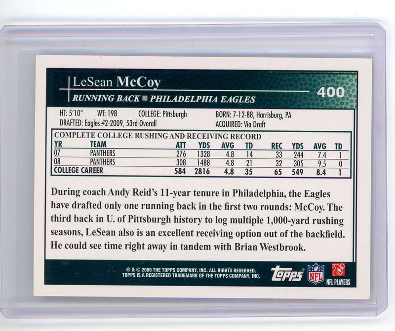 LeSean McCoy 2009 Topps rookie card 