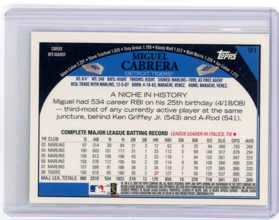 Miguel Cabrera 2009 Topps Chrome #91