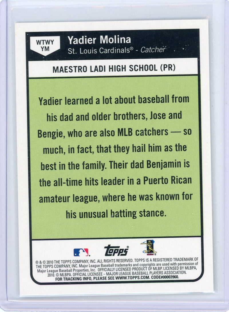 Yadier Molina 2010 Topps When They Were Young 