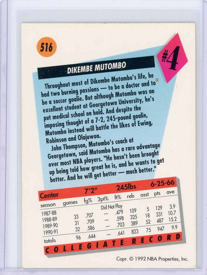 Dikembe Mutombo 1992 SkyBx rookie 