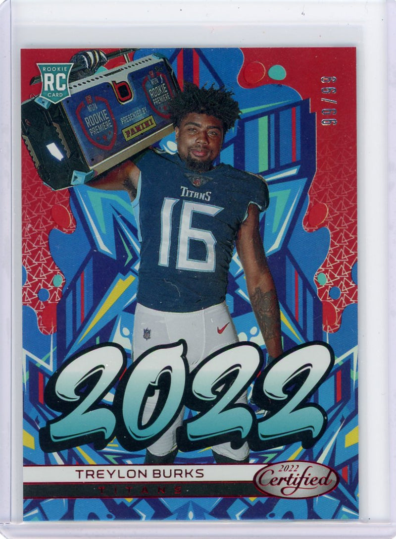 Treylon Burks 2022 Panini Certified Graffiti red/blue foil rookie card 