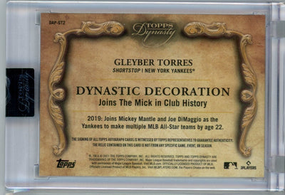 2021 Topps Dynasty Gleyber Torres Patch Auto SSP 7/10 Yankees #DAP-GT2