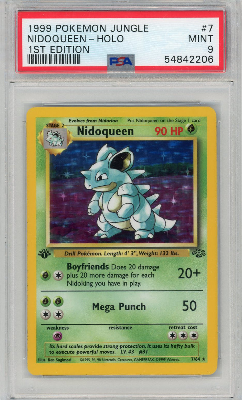 Nidoqueen 1999 Pokémon  Jungle 1st Edition HOLO PSA 9