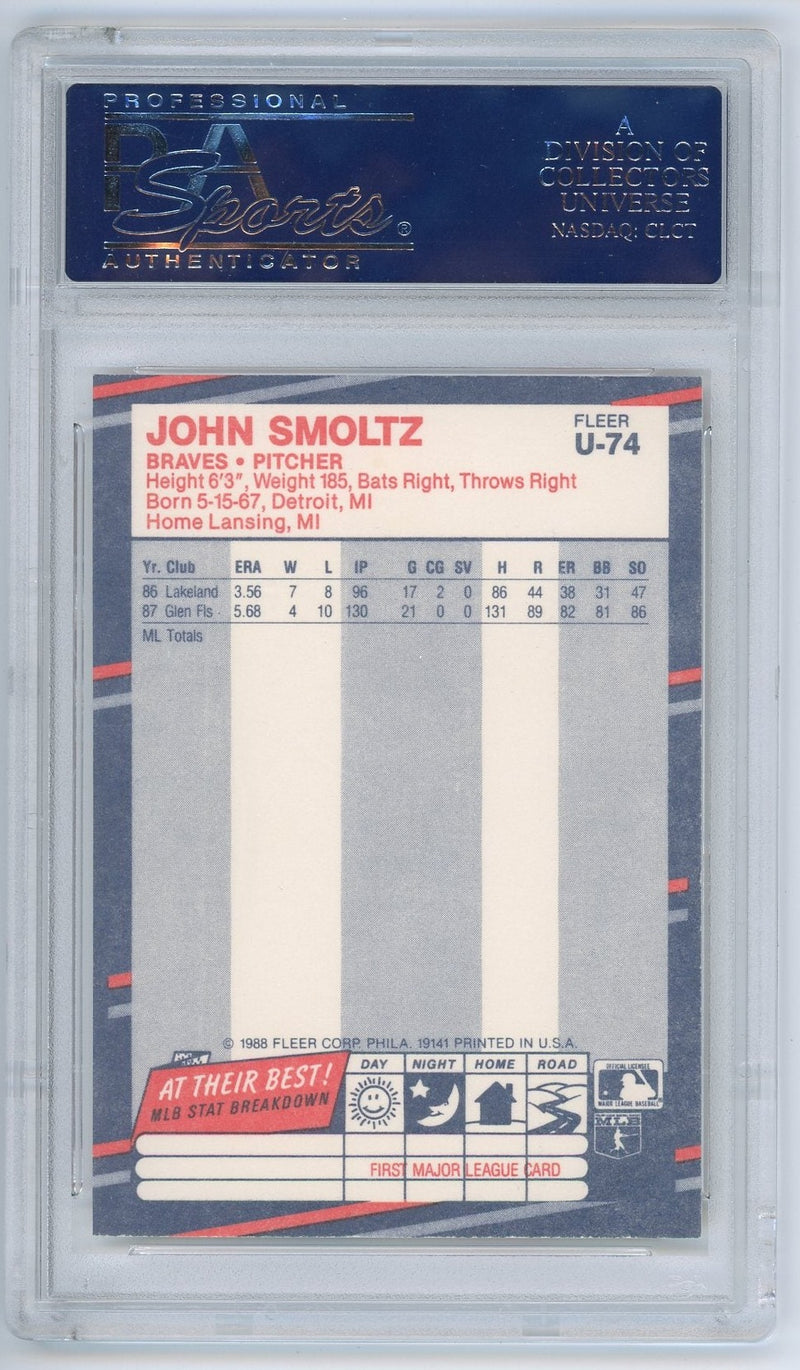 John Smoltz 1988 Fleer Update Rookie Card PSA/DNA Authentic Auto
