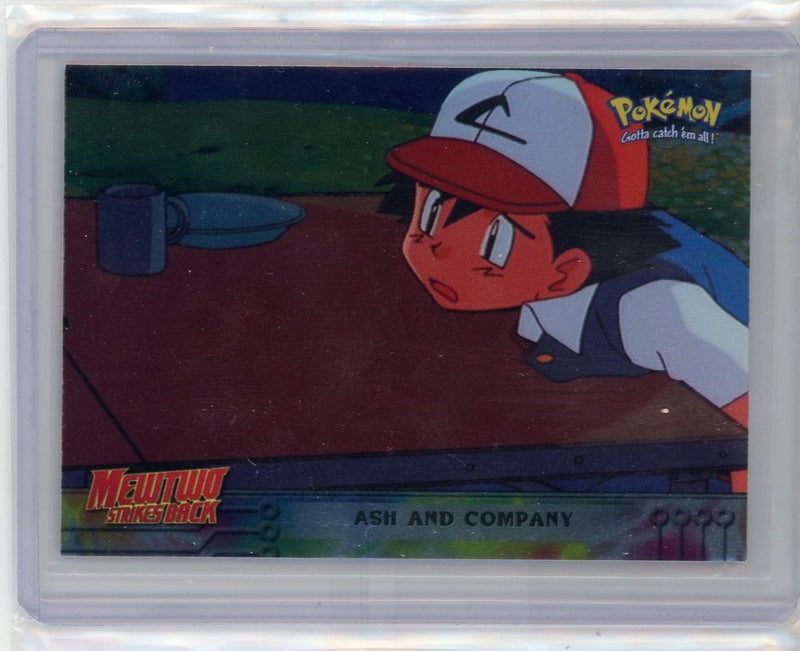 Mewtwo Strikes Back "Ash and Company" 1998 Topps Pokémon Movie Animation Edition blue logo foil 