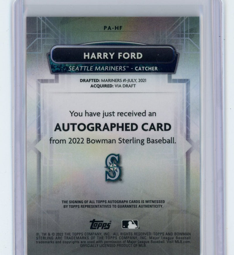Harry Ford 2022 Bowman Sterling Red Refractor Autograph 